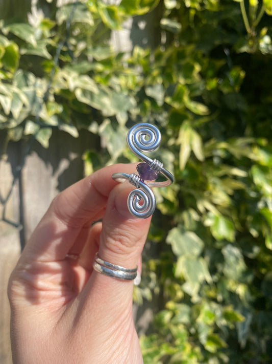 Amethyst spiral ring