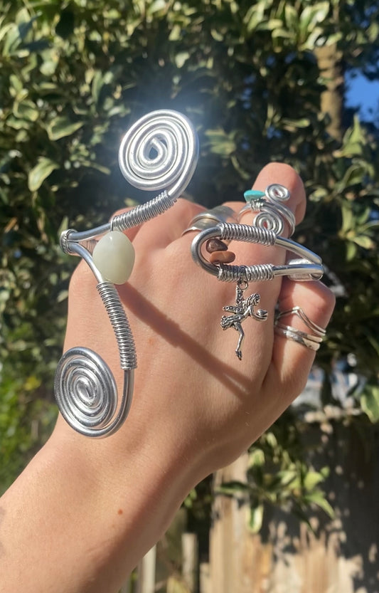 New Jade and Brown Sunstone Fairy Arm Cuff