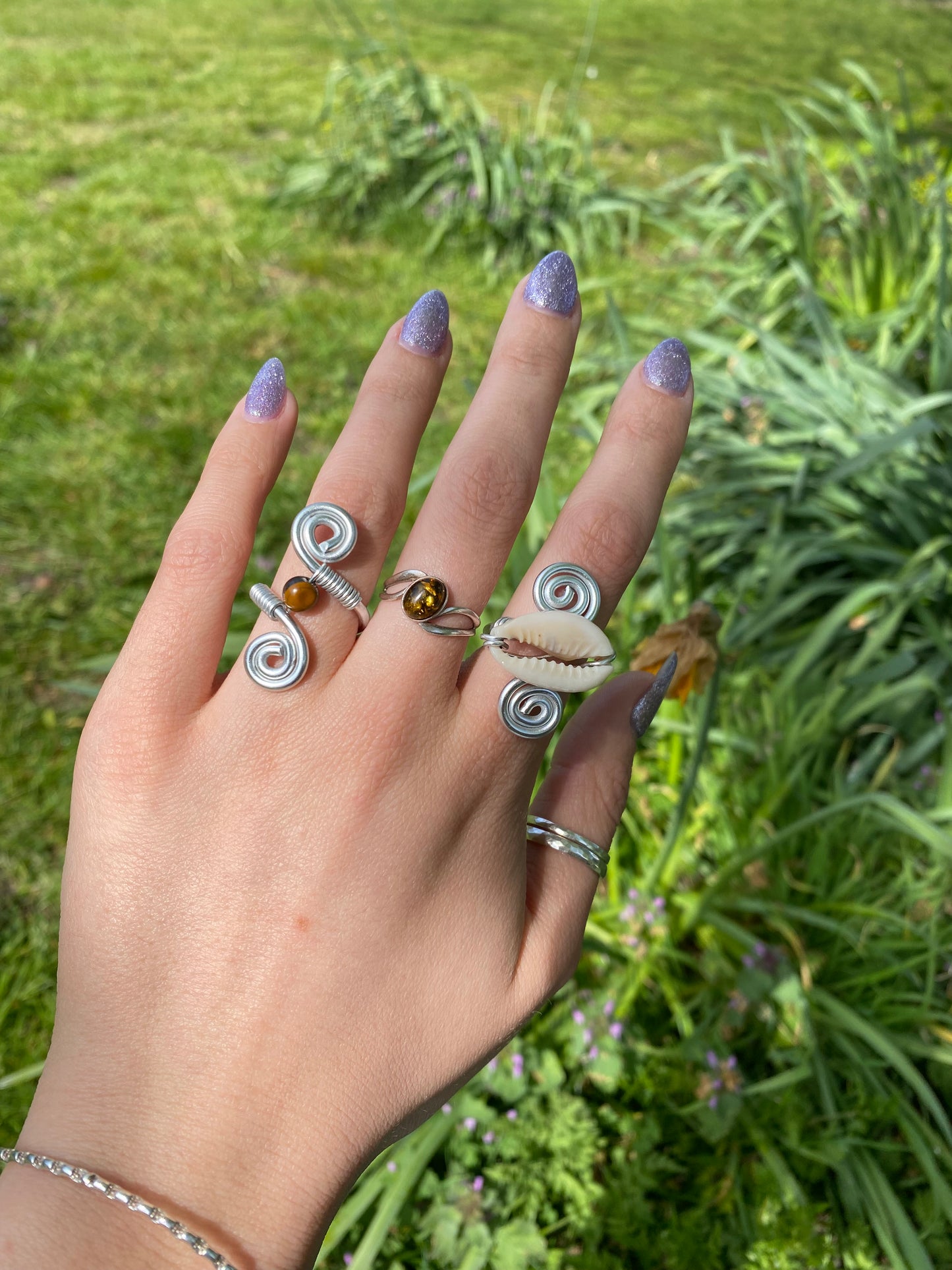 Cowrie Shell Spiral Ring