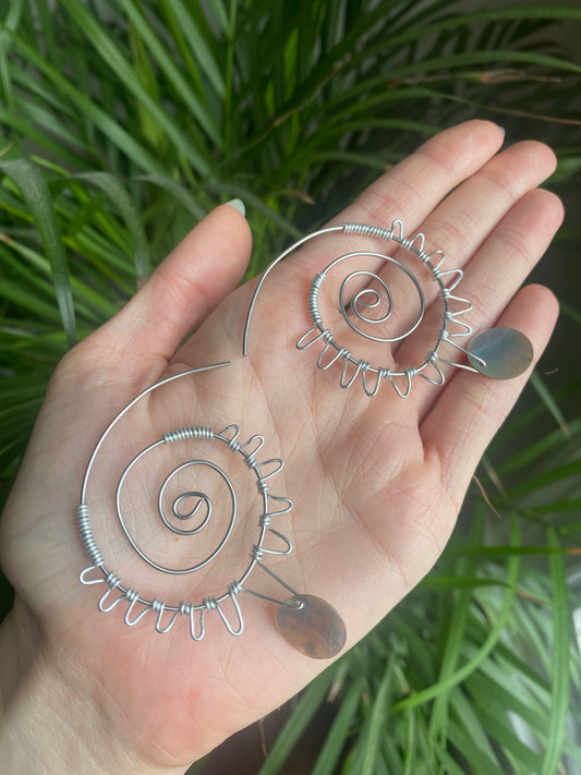 Sunshine Shell Spiral Hoops