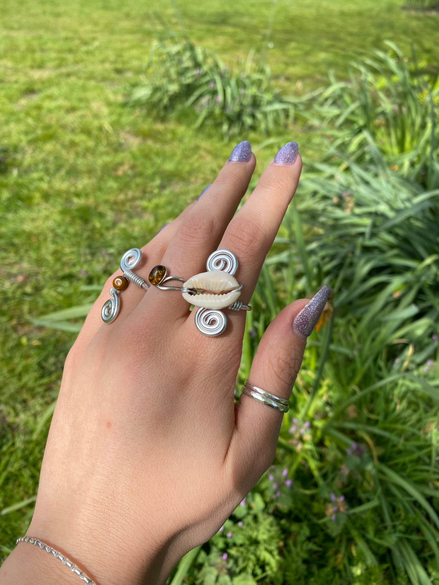 Cowrie Shell Spiral Ring