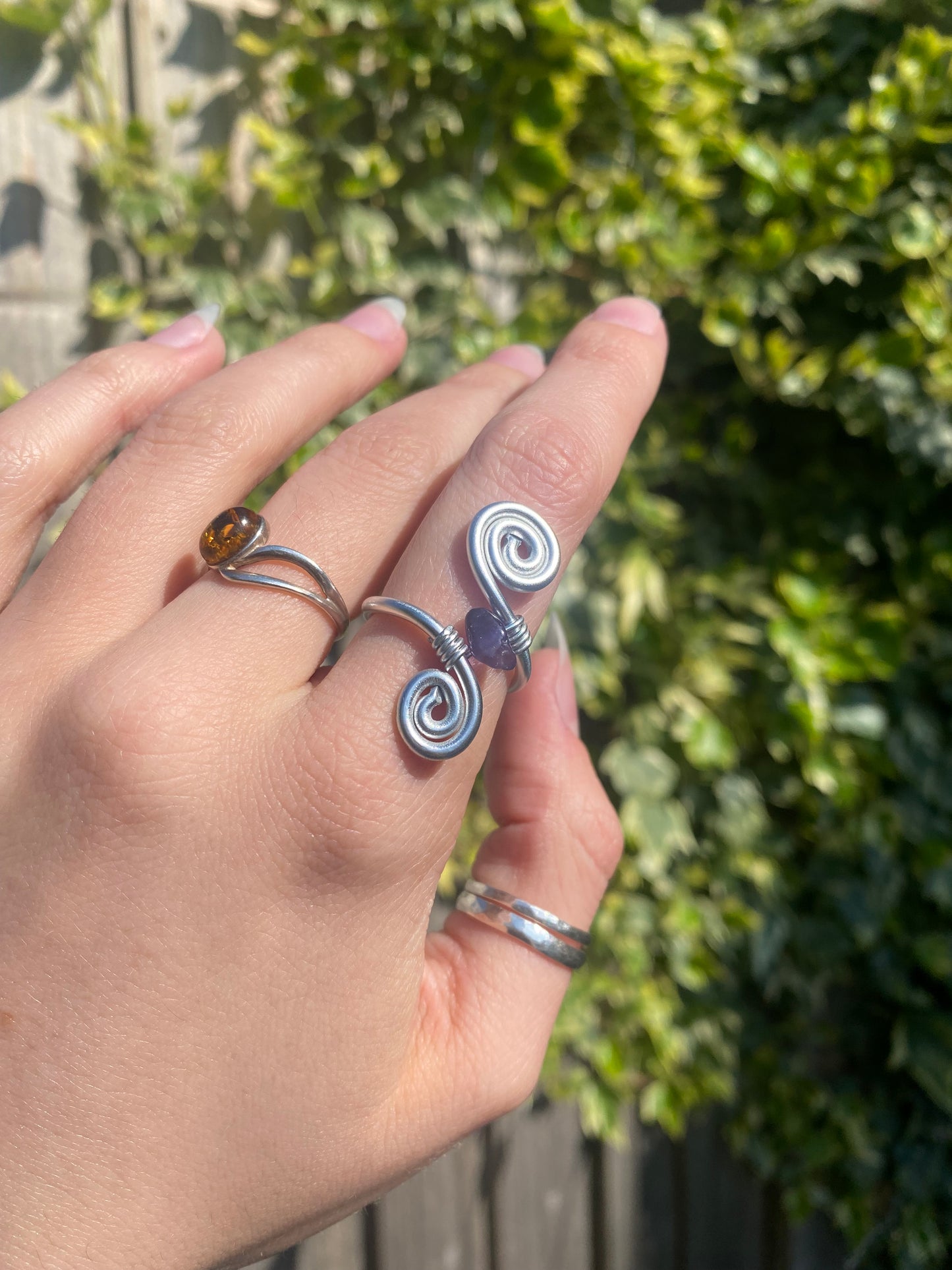 Amethyst spiral ring