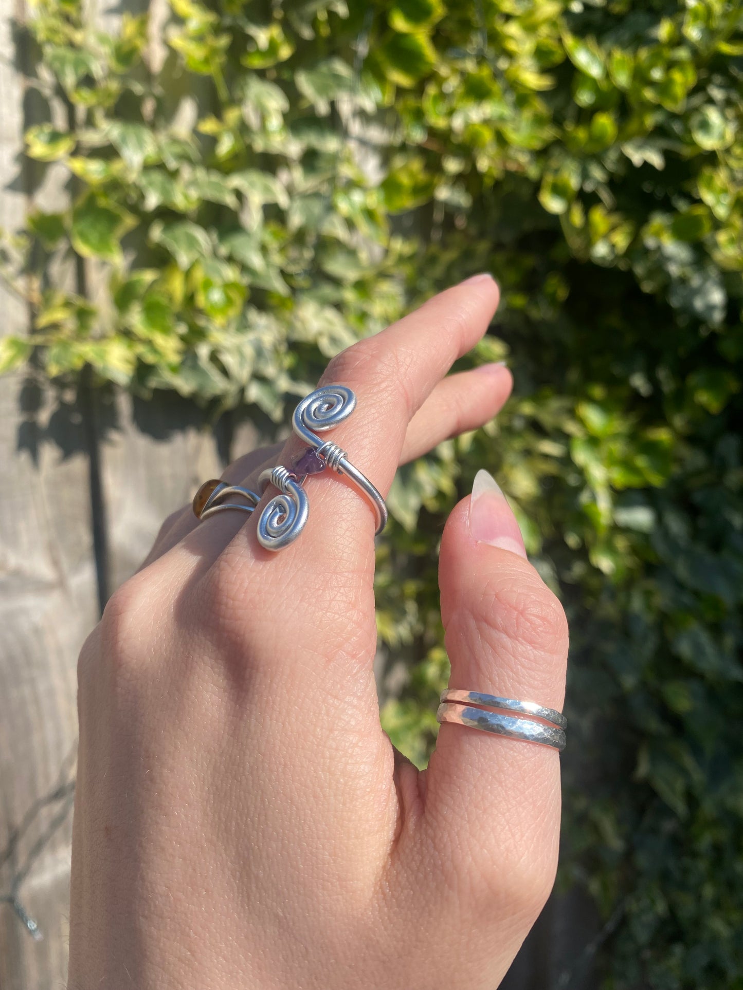 Amethyst spiral ring