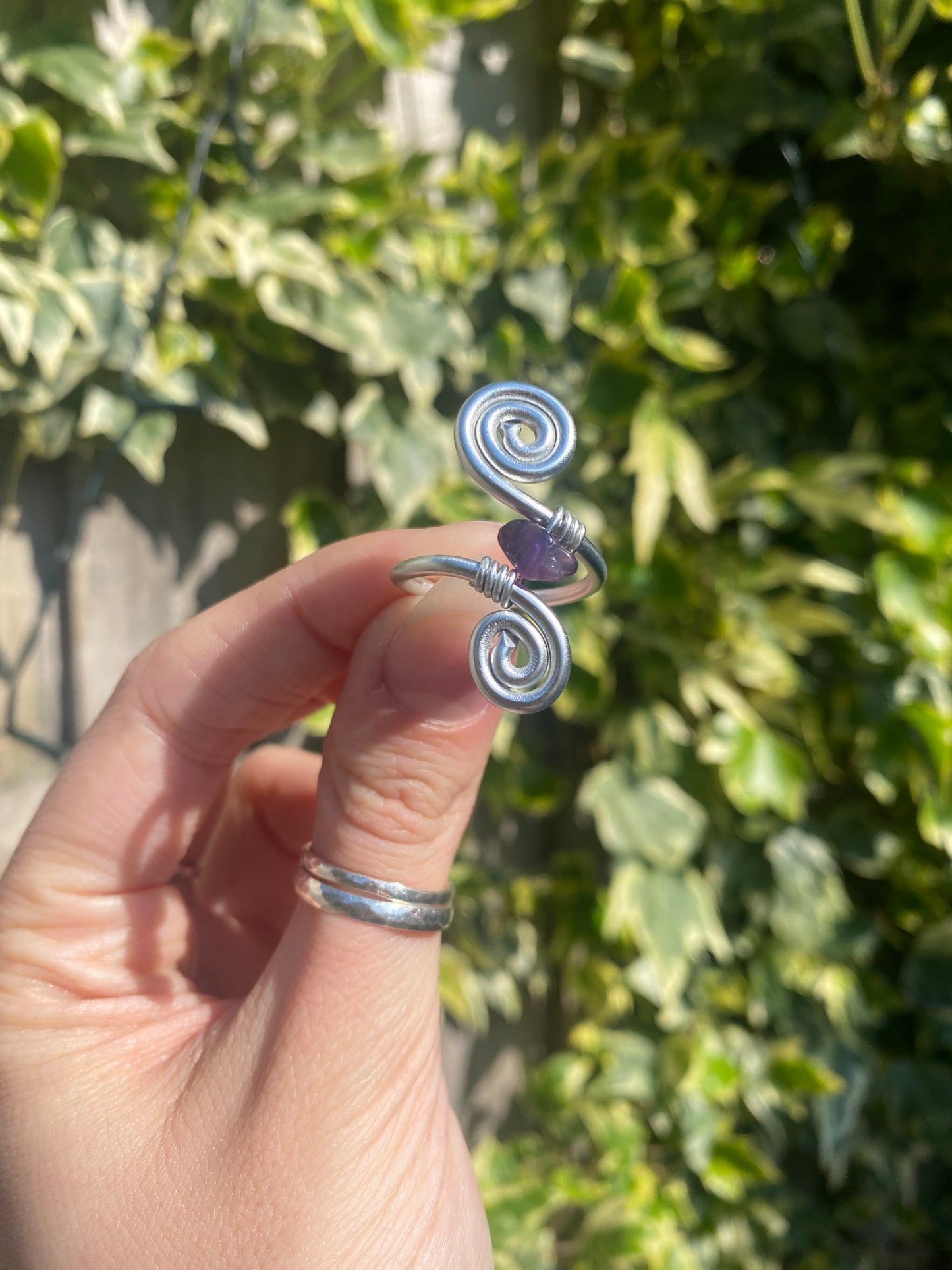 Amethyst spiral ring