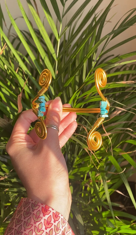 Turquoise Golden Arm Cuff