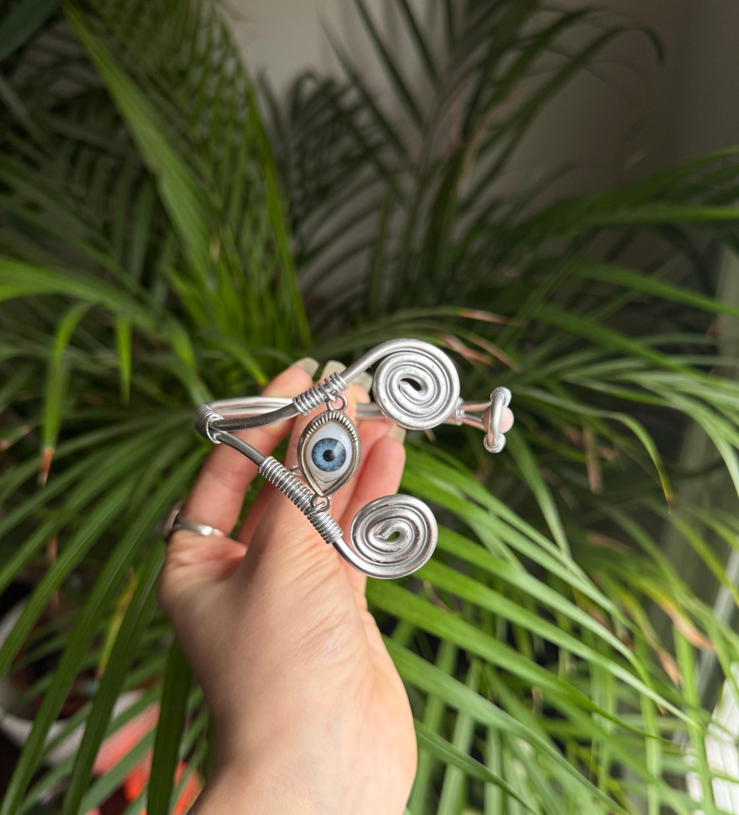 🧚🏼SAMPLE🧚🏼 Protection Eye & Pink Dalmatian Jasper Arm Cuff👁️