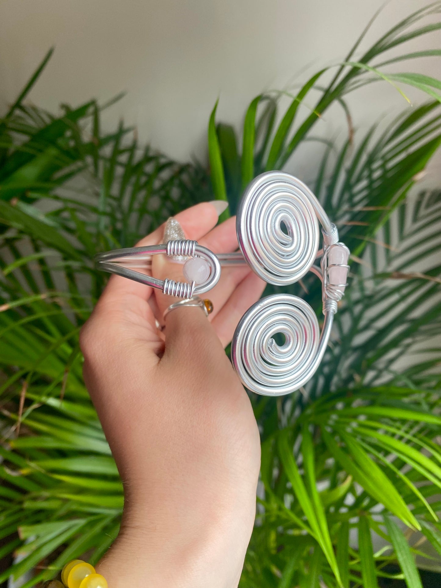 Rose Quartz Heart Centre Arm Cuff🫶🏼