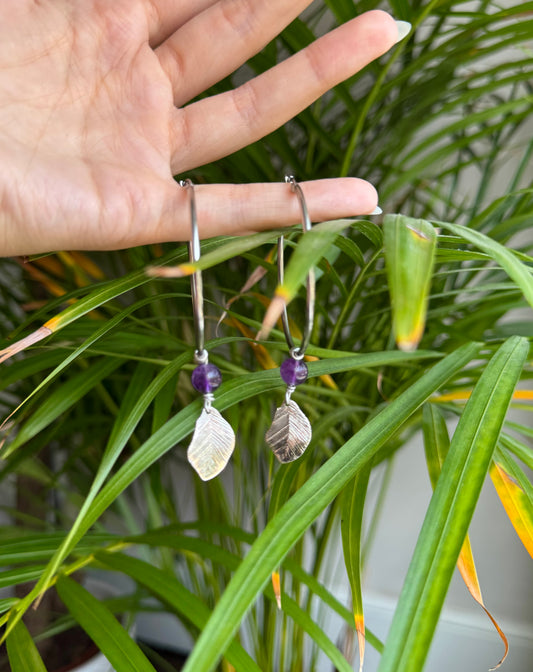 Amethyst Hoop Earrings💜