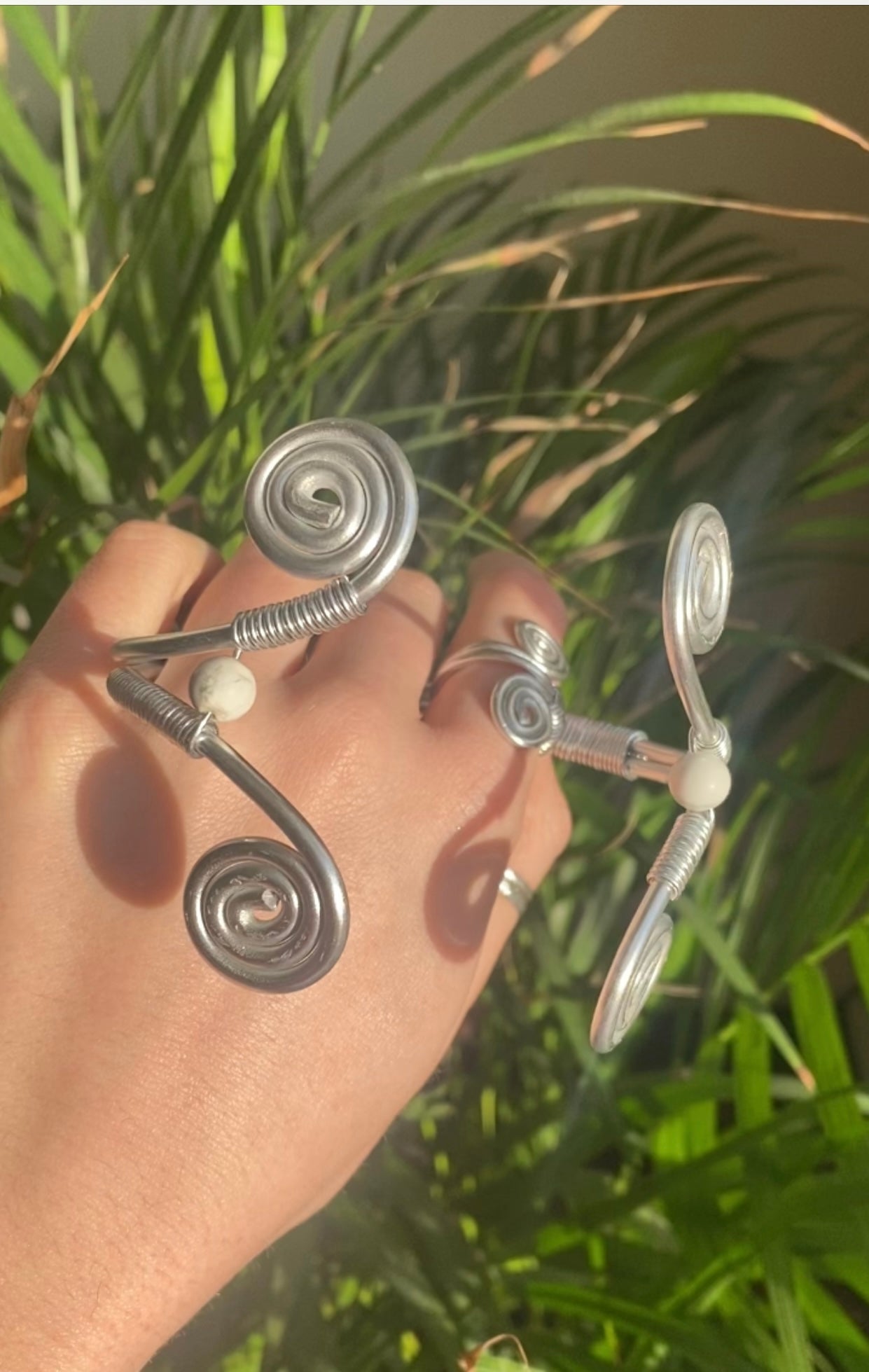 White Howlite Peace Arm Cuff