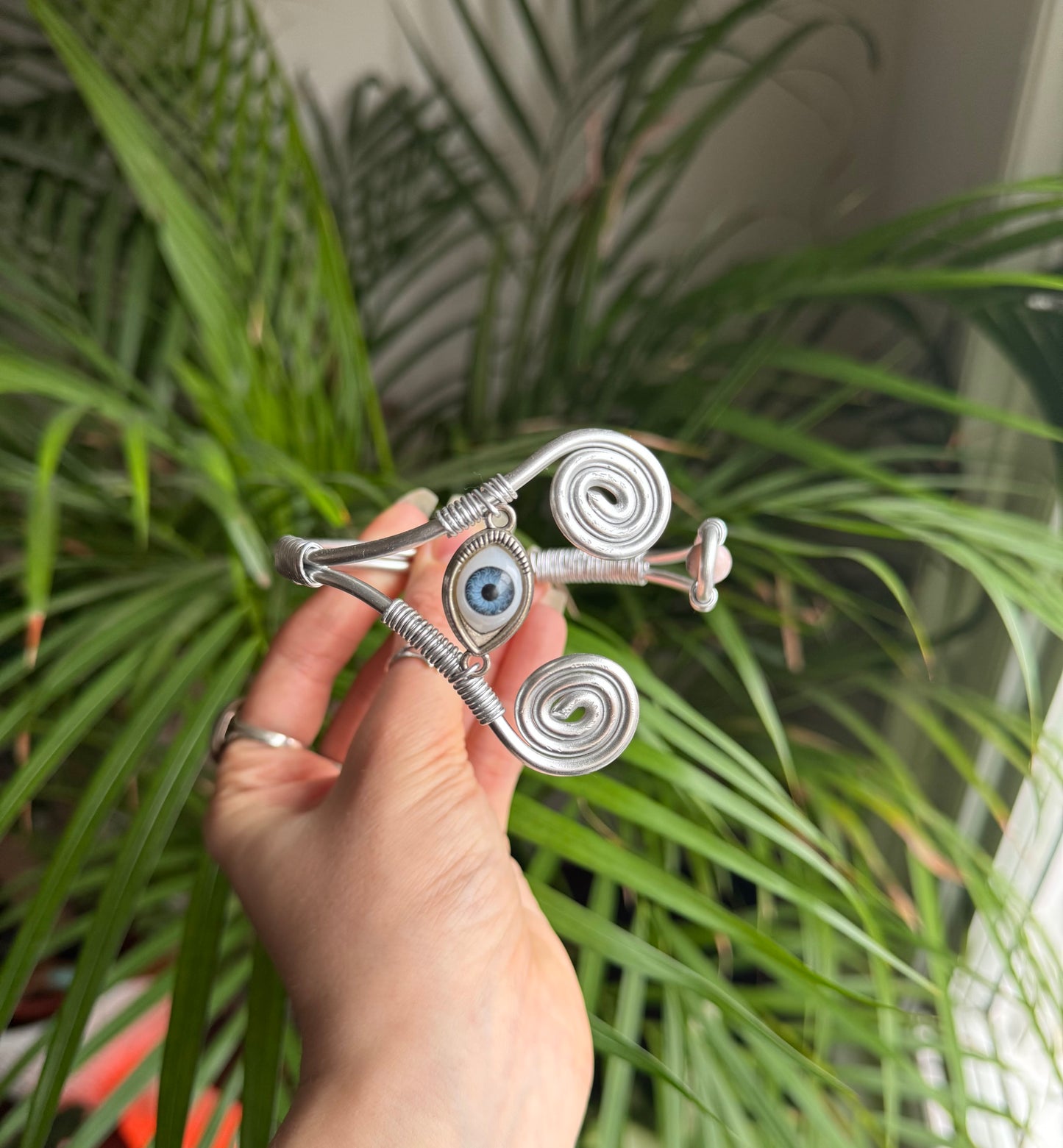 🧚🏼SAMPLE🧚🏼 Protection Eye & Pink Dalmatian Jasper Arm Cuff👁️