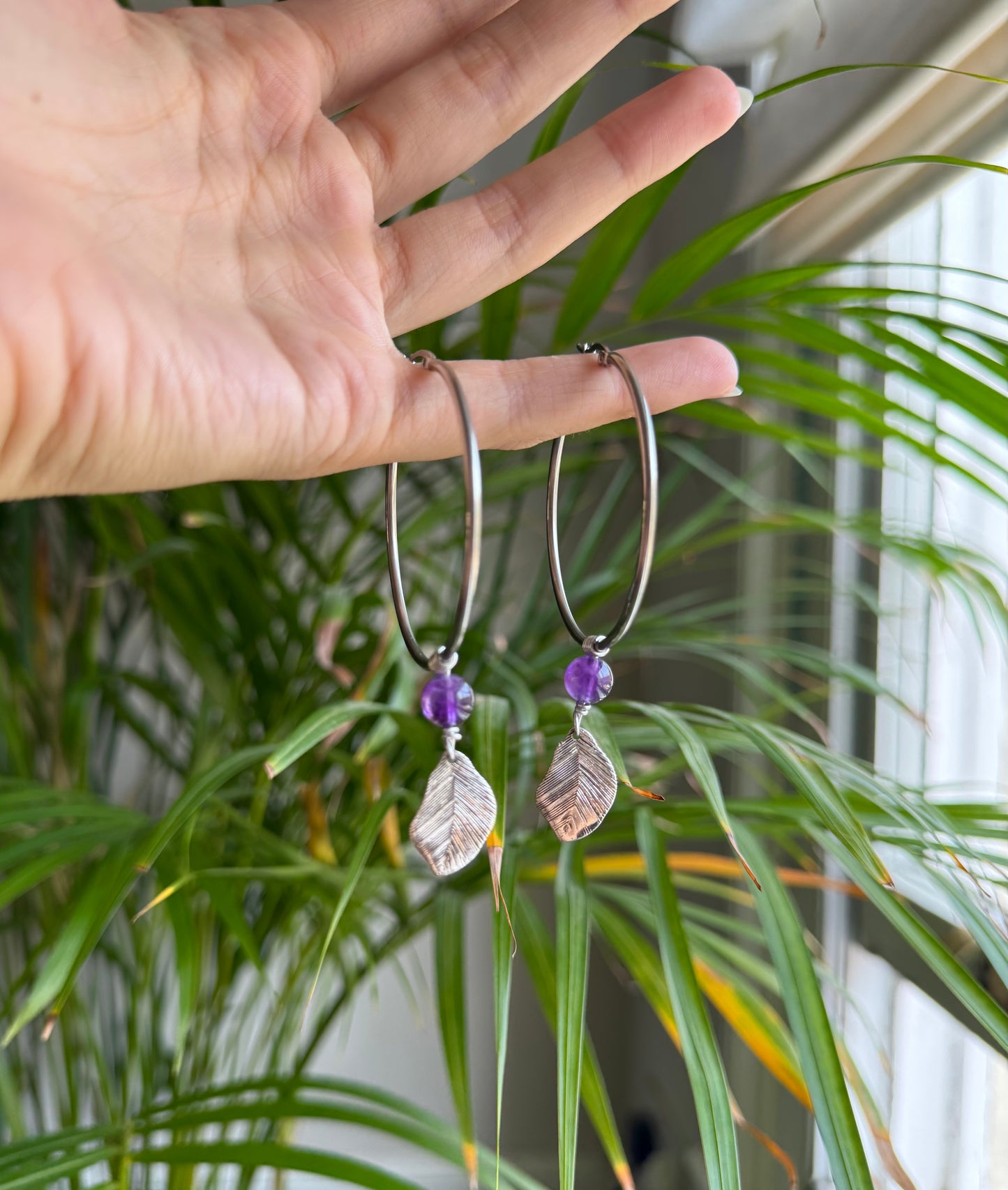 Amethyst Hoop Earrings💜