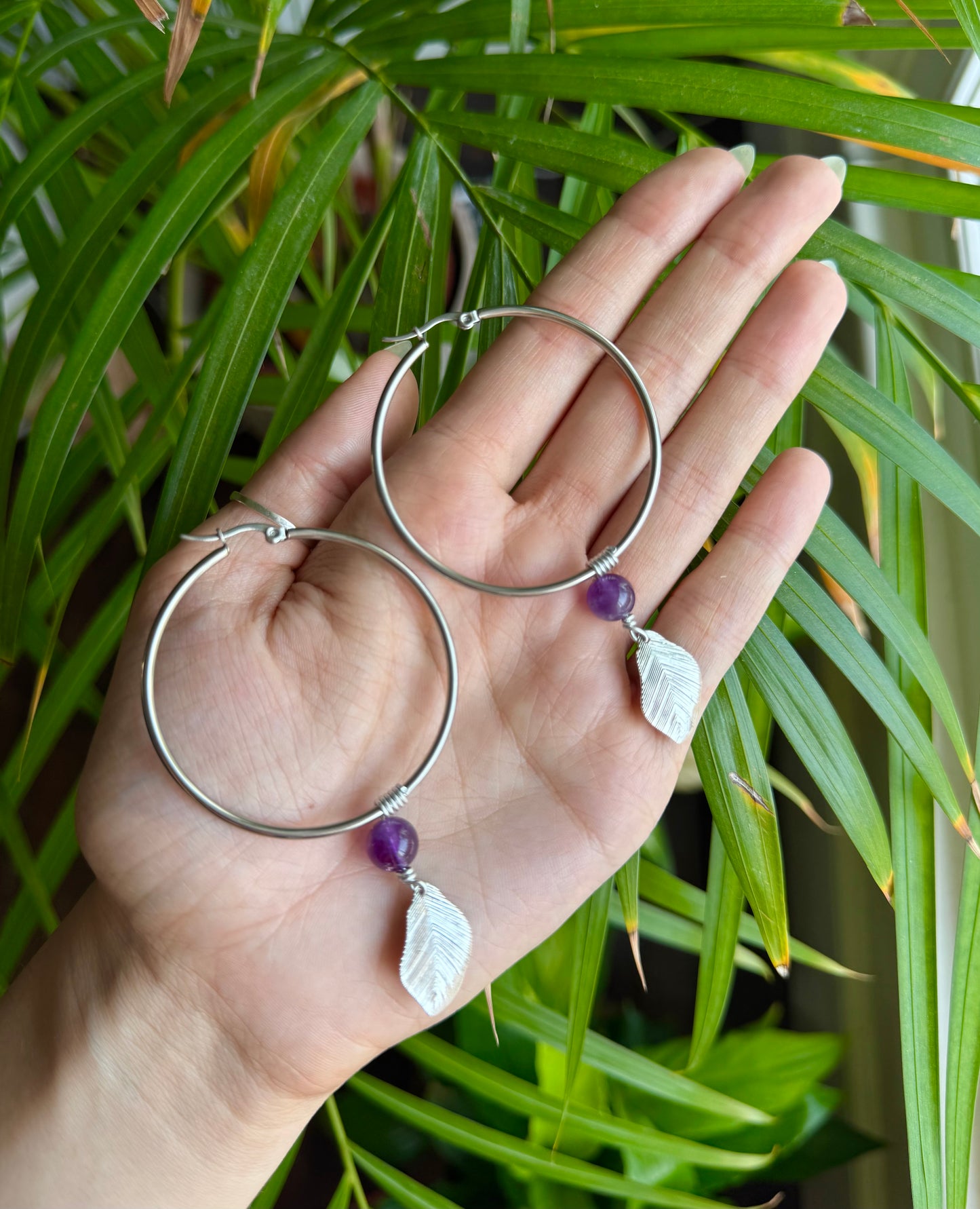 Amethyst Hoop Earrings💜