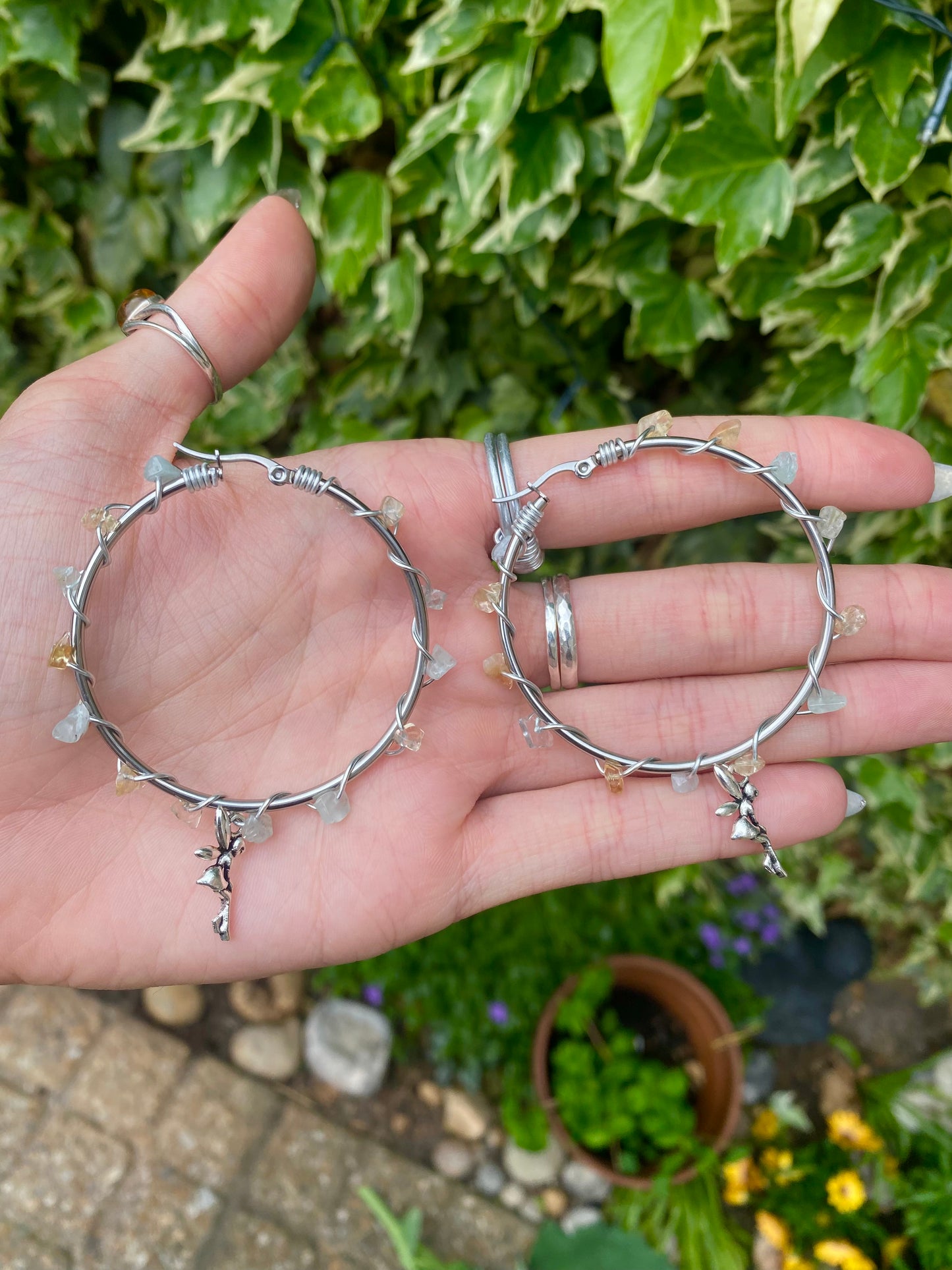 Crystal Fairy Hoop Earrings🌻