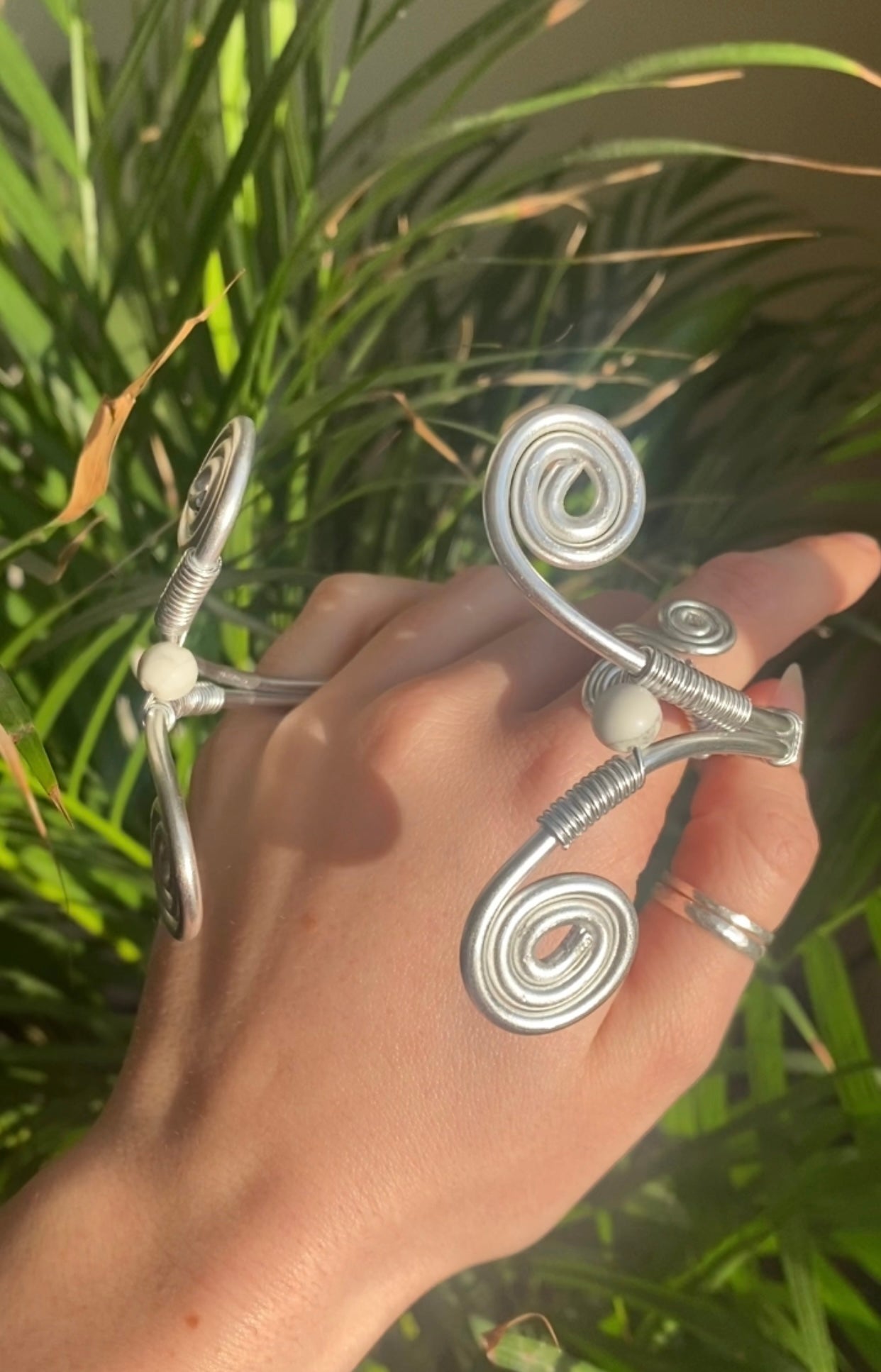 White Howlite Peace Arm Cuff